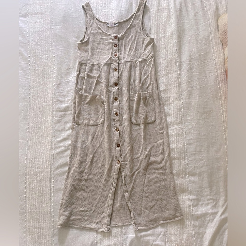 Vintage Ronni Nicole M maxi cream button dress